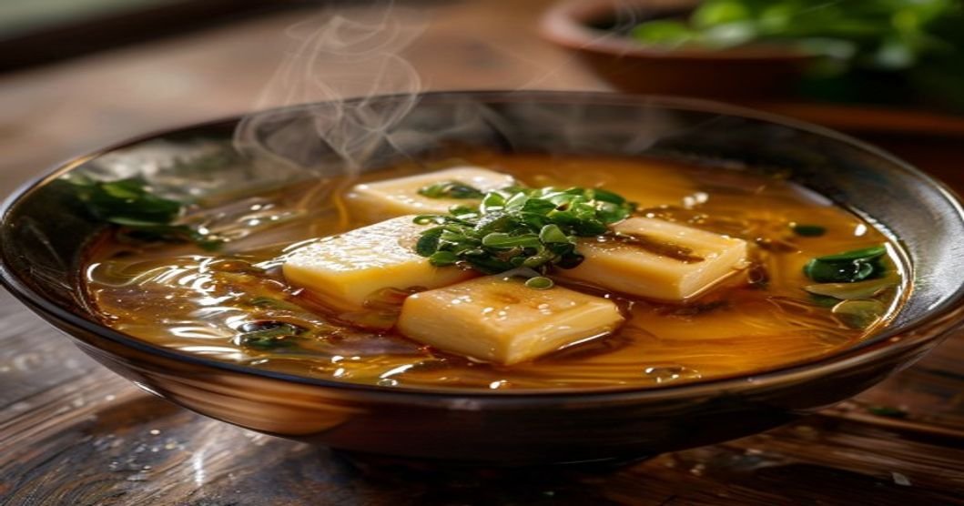 Quick vegan miso soup with tofu & wakame