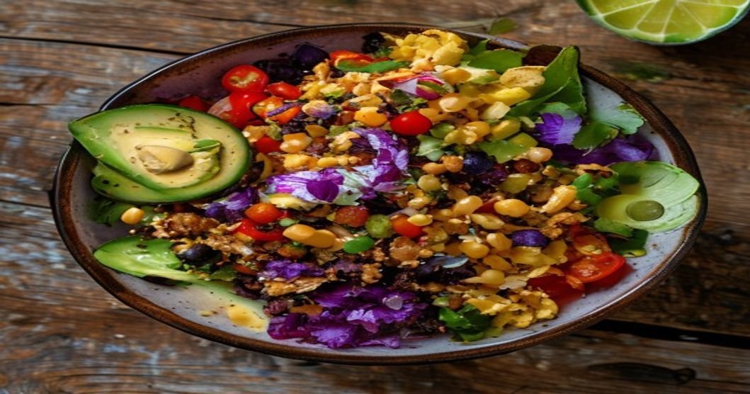 Quick Vegan Taco Salad Bowl with Walnut Meat