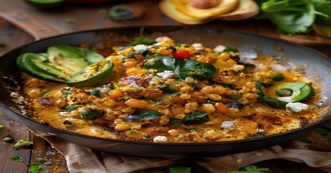 High-protein chickpea flour scramble breakfast with veggies (118 characters)