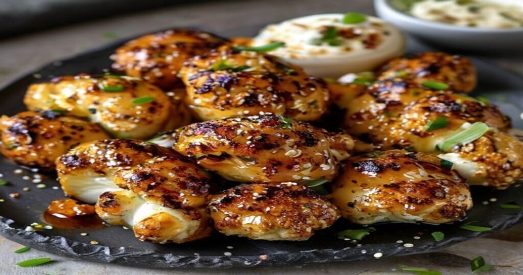 Sticky vegan gochujang cauliflower wings with spicy glaze