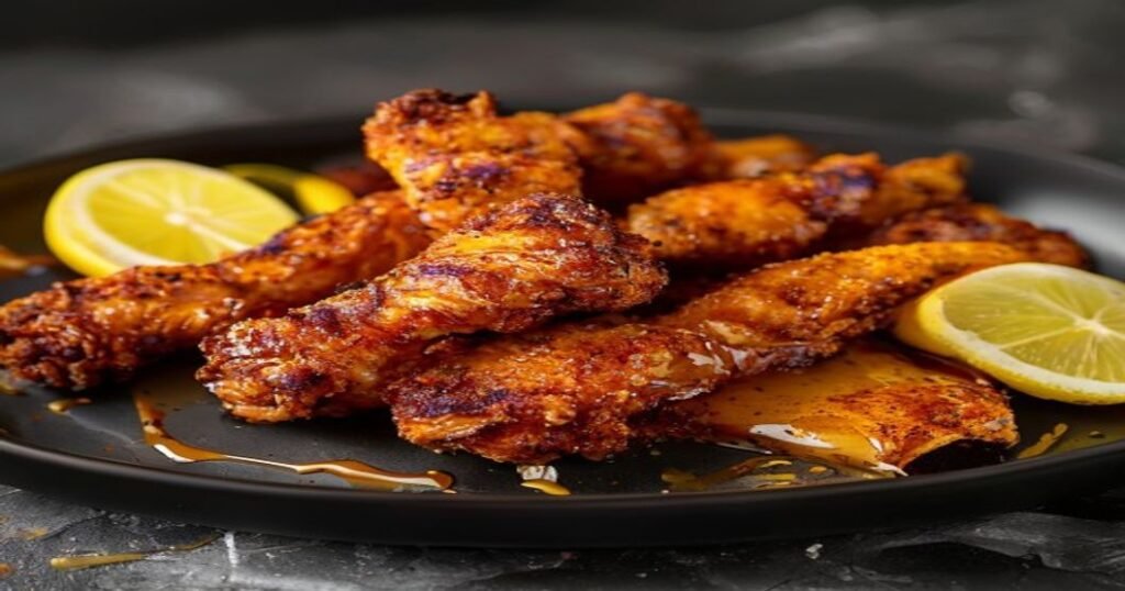Crispy lemon pepper chicken wings, golden and zesty, perfect for sharing.