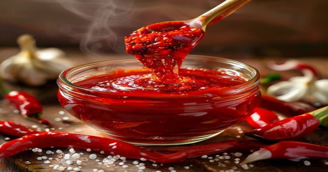 Homemade sweet chili sauce recipe in a jar