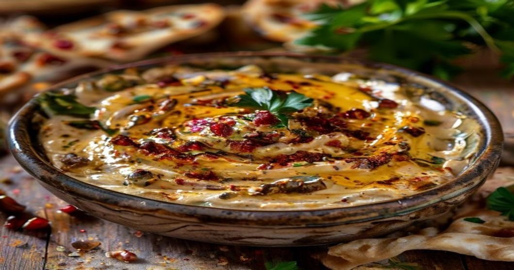 Fresh roasted eggplant blended into creamy oil-free vegan baba ganoush with tahini and spices