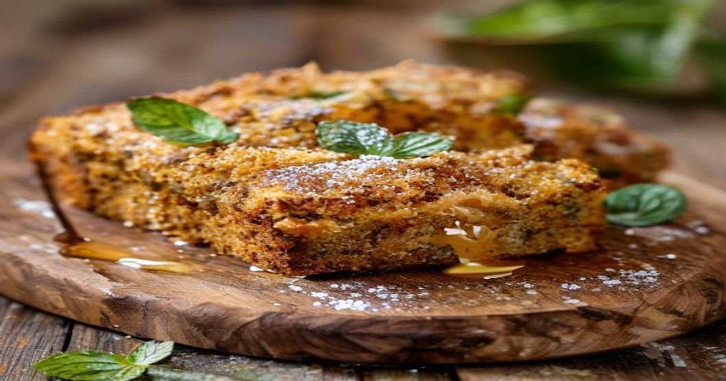 Moist oil-free vegan zucchini bread with walnuts