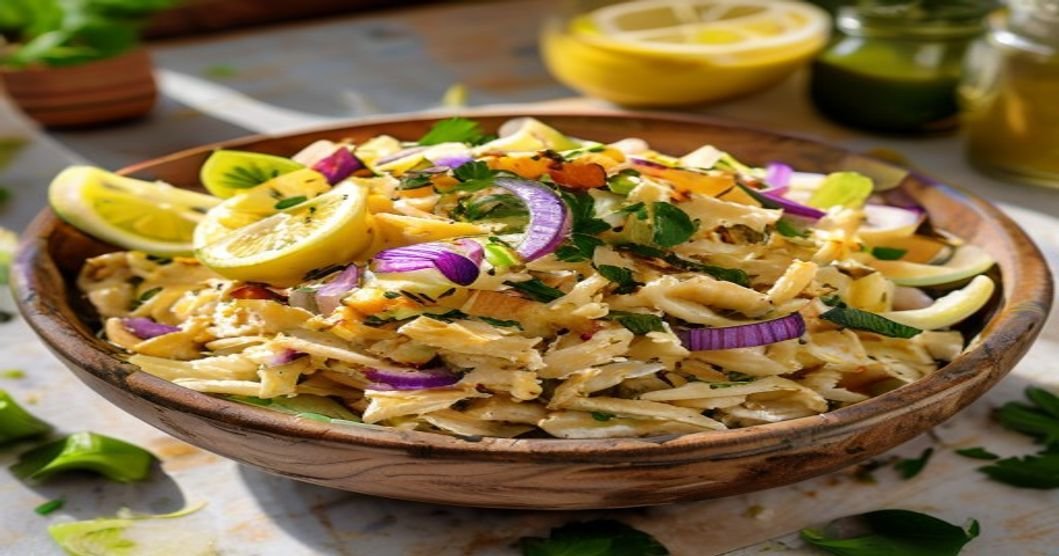 Vegan chicken salad made with jackfruit, fresh and delicious