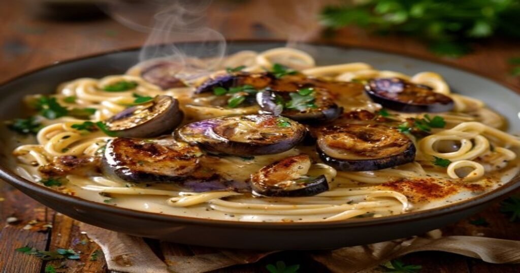 Vegan mushroom stroganoff with dairy-free cream
