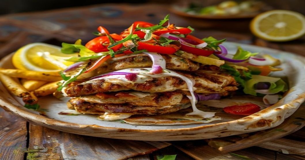 Vegan seitan gyros with flavorful spices and fresh toppings