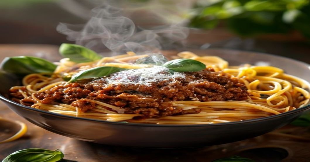 Vegan walnut Bolognese on whole wheat pasta