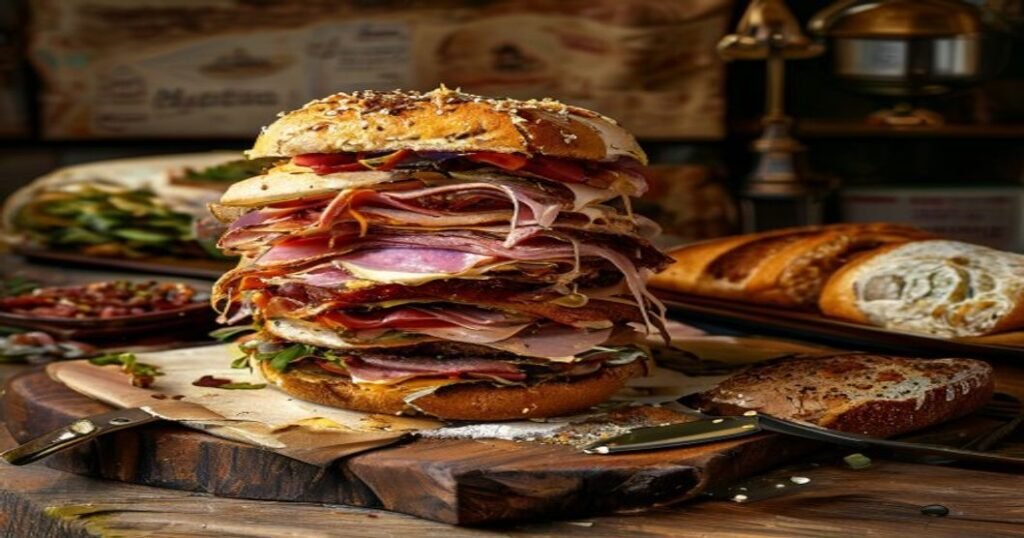 Ultimate chopped Italian grinder sandwich with meats, cheese & veggies