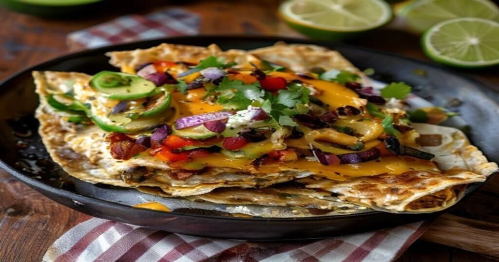 Loaded veggie quesadilla with fresh veggies & melted cheese