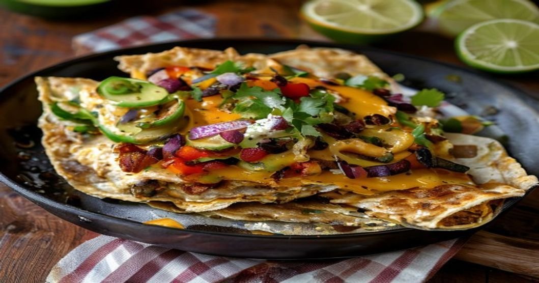 Loaded veggie quesadilla with fresh veggies & melted cheese