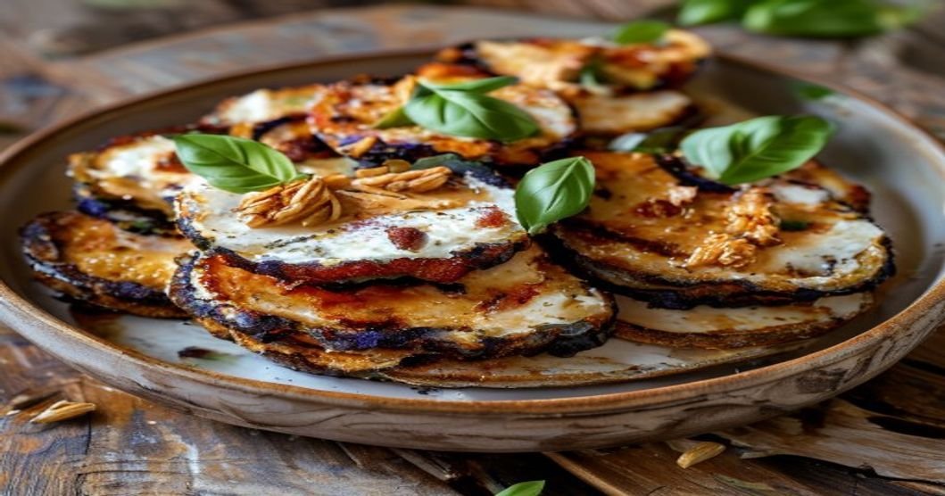Vegan eggplant rollatini with marinara & vegan cheese