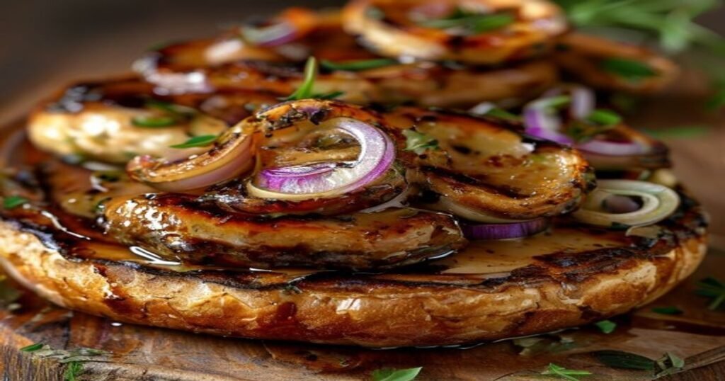 Here are concise, SEO-friendly alt text options under 120 characters: 1. **Vegan mushroom pulled pork sandwich with BBQ sauce** 2. **Plant-based pulled pork made from mushrooms** 3. **Meaty vegan pulled pork substitute with mushrooms** 4. **BBQ mushroom pulled pork for vegan recipes** 5. **Hearty vegan pulled pork alternative with mushrooms**