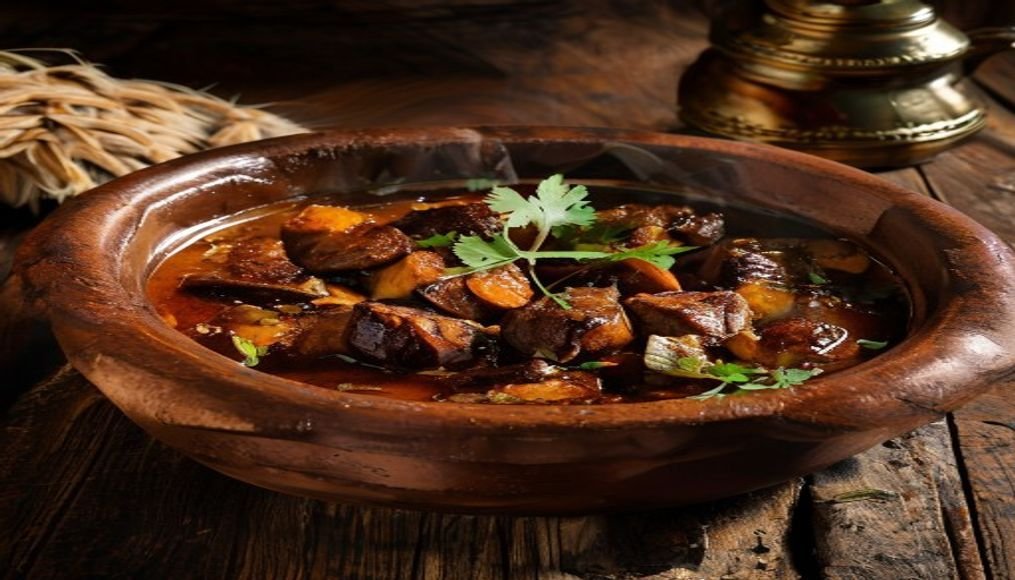 Traditional Moroccan lamb tagine with prunes & roasted pumpkin