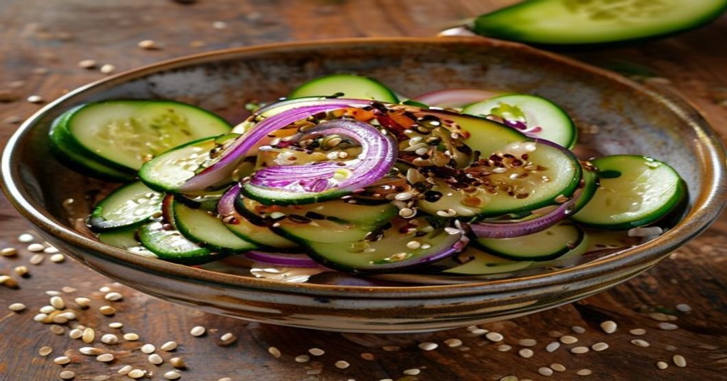 Viral cucumber salad with sesame soy dressing