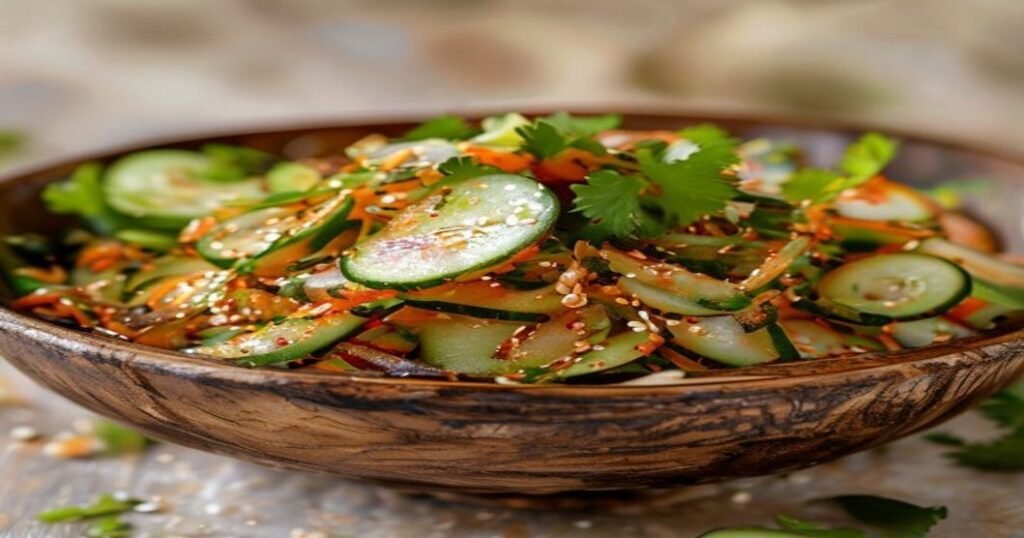 Grilled cucumber & carrot salad with tangy dressing
