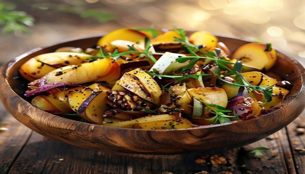 Warm apple & Brussels sprout salad with maple vinaigrette