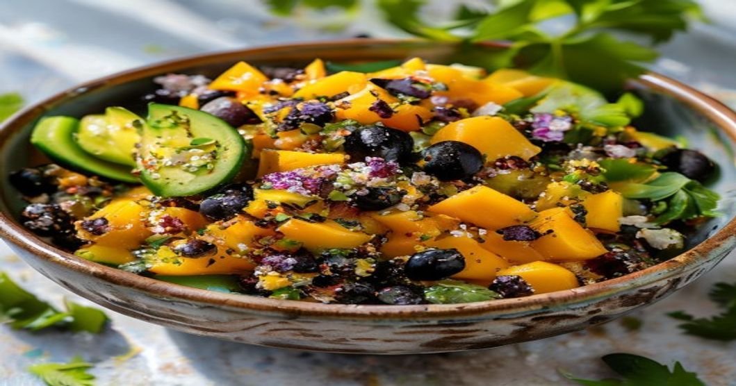 Zesty mango black bean quinoa salad for fresh summer meal prep (118 characters)