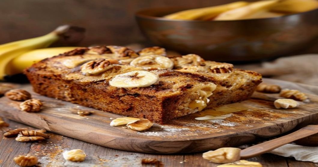 Vegan banana nut bread recipe with step-by-step baking guide