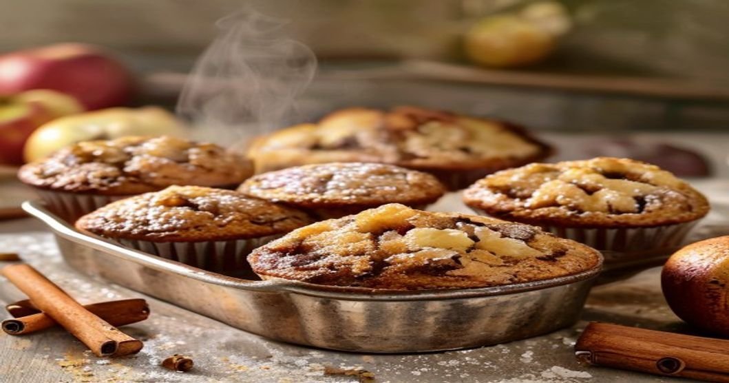 Vegan cinnamon apple muffins, cozy & delicious