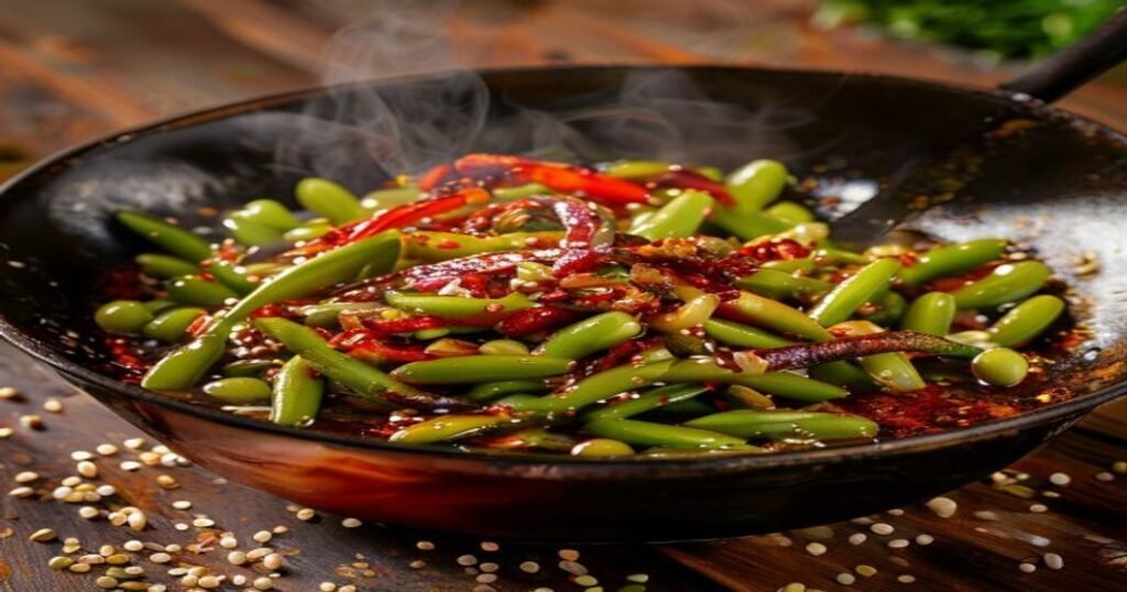 Here are some concise and SEO-friendly alt text options under 120 characters: 1. **Vegan edamame in spicy garlic sauce on a white plate** 2. **Spicy garlic vegan edamame recipe with fresh herbs** 3. **Easy vegan edamame with chili and garlic sauce** 4. **Crispy edamame tossed in spicy garlic sauce** 5. **Plant-based edamame appetizer with garlic and chili** Each keeps it descriptive, keyword-rich, and under the limit.