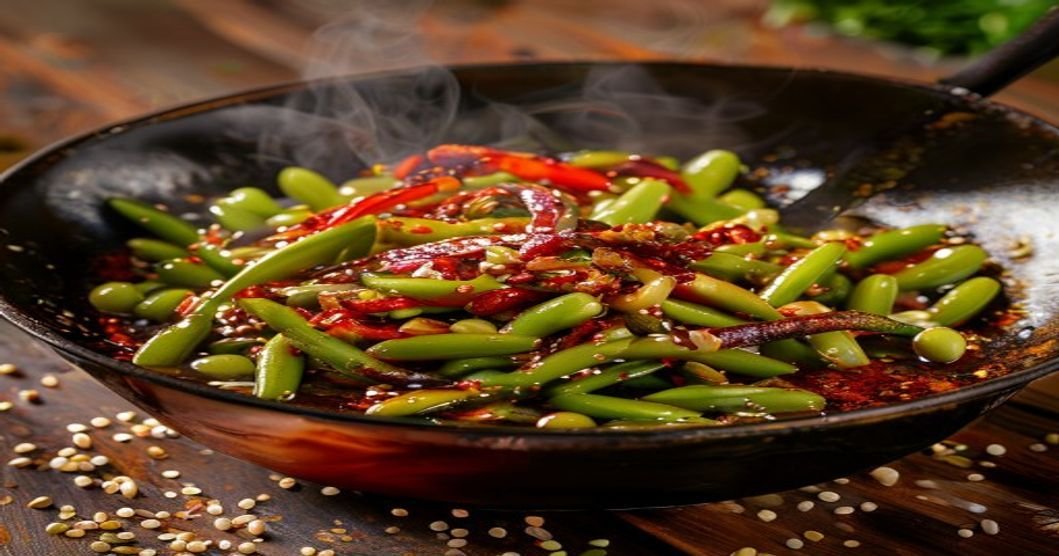 Here are some concise and SEO-friendly alt text options under 120 characters: 1. **Vegan edamame in spicy garlic sauce on a white plate** 2. **Spicy garlic vegan edamame recipe with fresh herbs** 3. **Easy vegan edamame with chili and garlic sauce** 4. **Crispy edamame tossed in spicy garlic sauce** 5. **Plant-based edamame appetizer with garlic and chili** Each keeps it descriptive, keyword-rich, and under the limit.