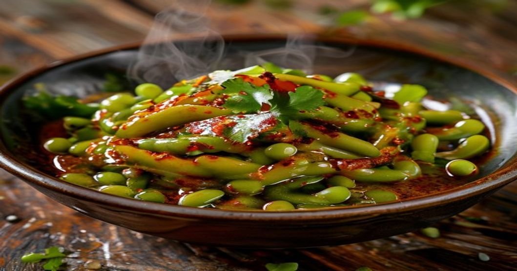 Vegan edamame with spicy garlic sauce recipe