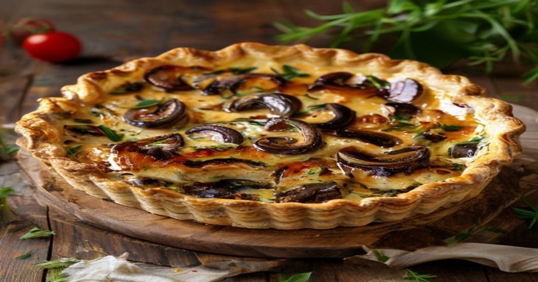 Flaky vegan quiche that holds together perfectly