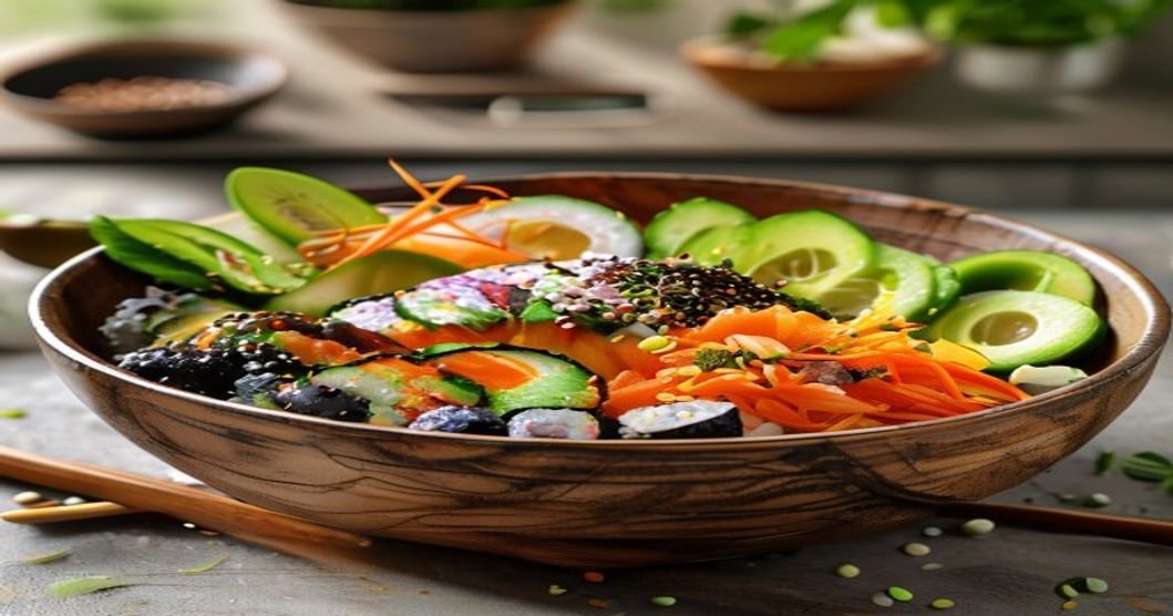 Vegan sushi bowl without rolling hassle