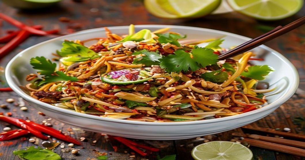 Stop eating boring lunches! Try this vegan spicy peanut noodle salad