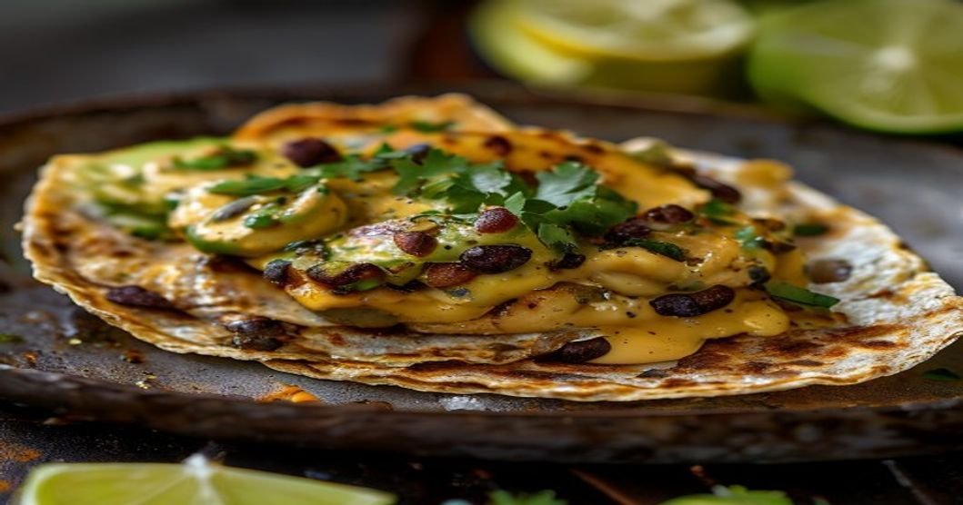 Avocado & black bean vegan quesadilla in 10 mins