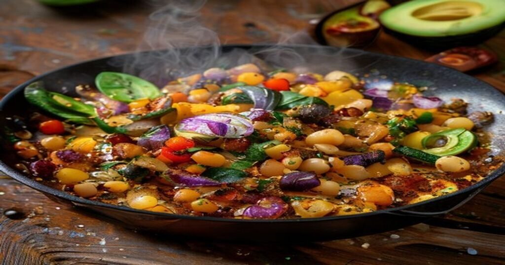 Here are some concise, SEO-friendly alt text options under 120 characters for your vegan breakfast hash: 1. **Vegan breakfast hash with potatoes, veggies, and herbs in a skillet** 2. **Colorful clean-out-the-fridge vegan hash with crispy potatoes** 3. **Easy vegan breakfast hash with leftover veggies and spices** 4. **Savory vegan skillet hash with potatoes, peppers, and greens** 5. **Quick vegan hash recipe using fridge leftovers for breakfast** 6. **Crispy vegan breakfast hash with seasonal vegetables and herbs** 7. **One-pan vegan hash with potatoes, onions, and fresh herbs** 8. **Hearty vegan breakfast hash—perfect for using up leftovers** Each keeps it descriptive, keyword-rich, and under 120 characters.