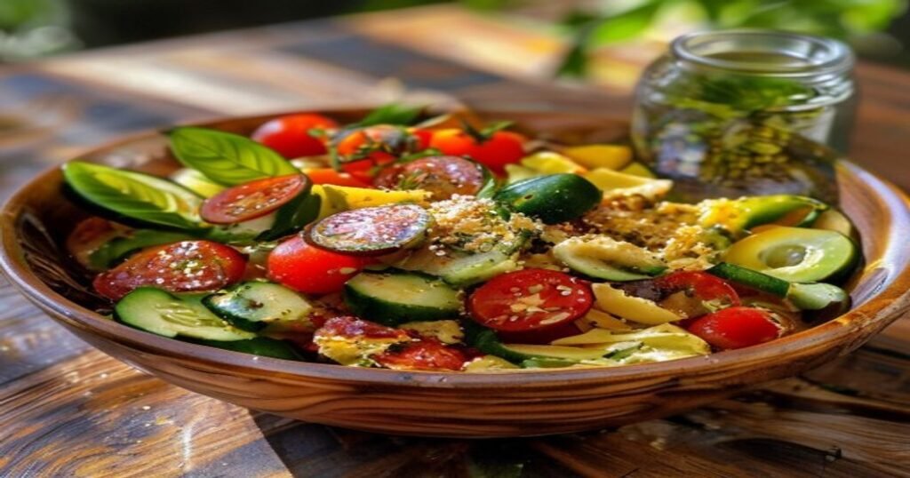 Here are some concise and SEO-friendly alt text options under 120 characters for your vegan pasta salad image: 1. **Vegan pasta salad with fresh veggies and secret herb dressing** 2. **Colorful vegan pasta salad with hidden flavor boost** 3. **Easy vegan pasta salad recipe with a secret ingredient** 4. **Healthy vegan pasta salad with zesty dressing** 5. **Best vegan pasta salad with a surprising twist** 6. **Fresh vegan pasta salad with herbs and veggies** 7. **Delicious vegan pasta salad with a secret flavor** 8. **Quick vegan pasta salad recipe with hidden ingredient** Each keeps it descriptive, keyword-rich, and under 120 characters.