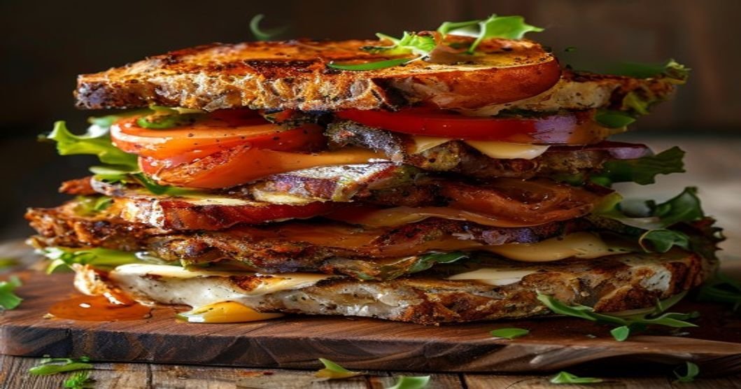 Smoky tempeh BLT with vegan mayo, lettuce & tomato