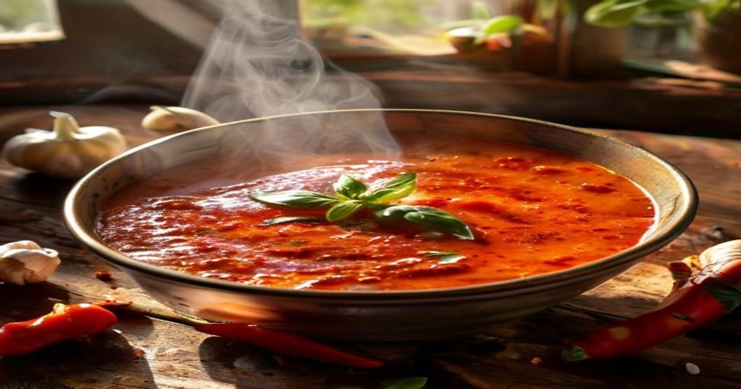 Vegan roasted red pepper soup—creamy, flavorful, and easy to make!