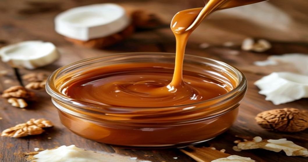 Dairy-free vegan caramel sauce made with coconut milk