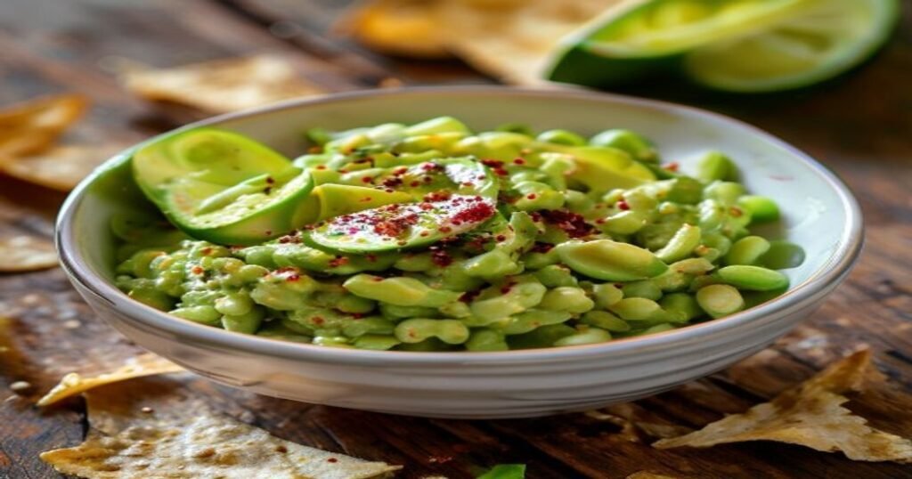 Quick vegan edamame guacamole with fresh herbs