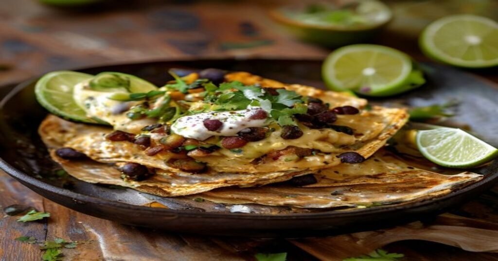 Avocado & black bean vegan quesadilla in 10 mins