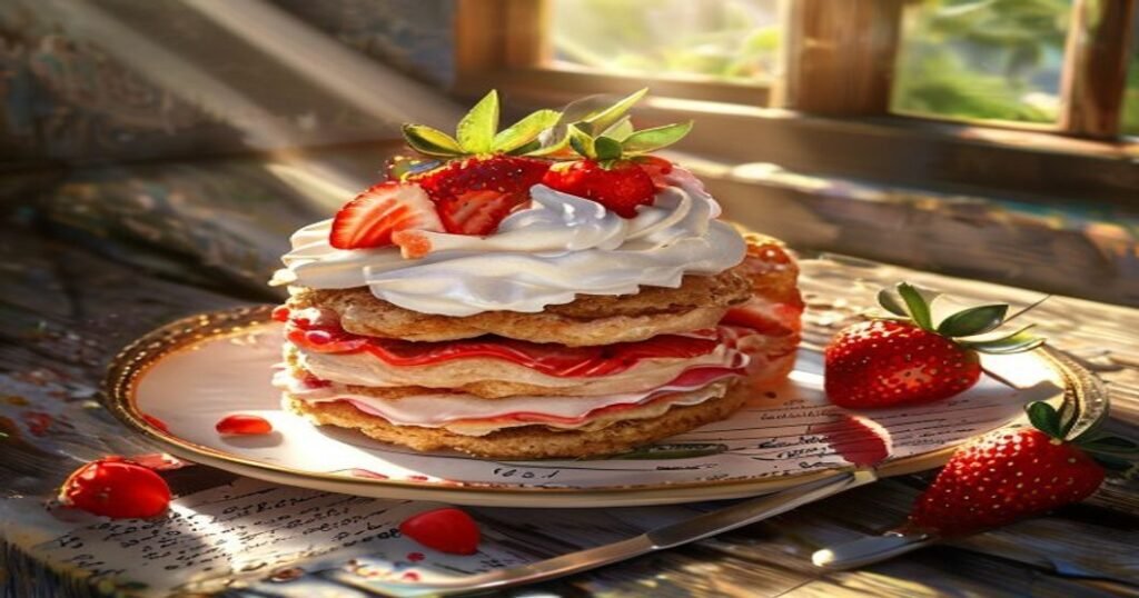 Strawberry shortcake with vegan whipped cream and fresh berries