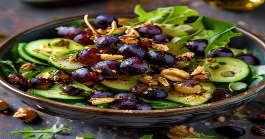 Roasted grapes add sweetness & texture to vegan salads for extra flavor & nutrition