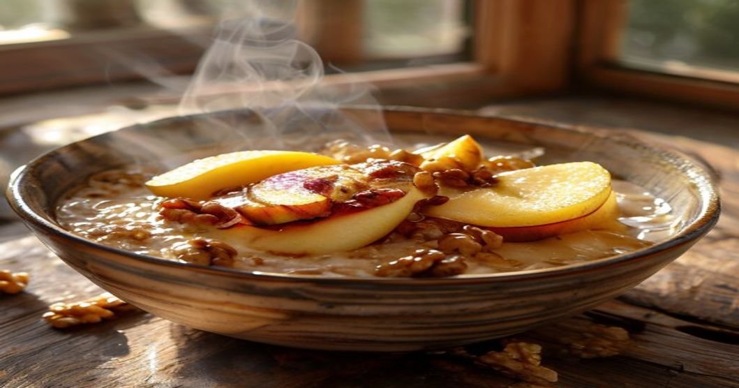 Quick, cozy vegan apple cinnamon oatmeal in 5 minutes
